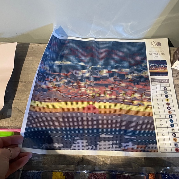 Mindful Gemstone Art Kit Sunset Stress Relieving Kids Adults Mess Free - Picture 6 of 8